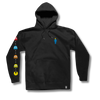 Girl Pac-Man Ghost Sleeve Embroidered Hoodie - Black