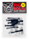 Pig Wheels Phillips Bolts Black 1.5"