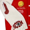 SCUM NO FRIENDS RED VARSITY JACKET